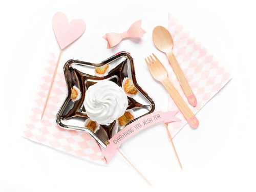 Fa evőeszközkészlet Szív mintával világos rózsaszín (18 db)