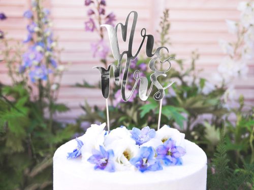 Tortadísz Mr&Mrs - ezüst