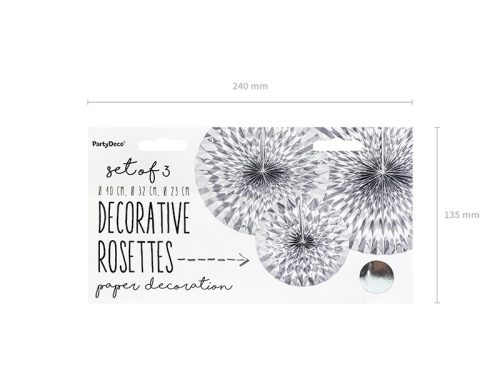 Rozetta papaír dekoráció ezüst (3 db)