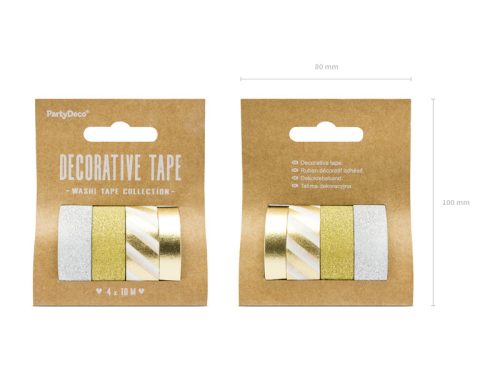 Dekorációs ragasztószalag - arany / ezüst (4 db)