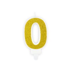 Szülinapi számgyertya "0" arany 7cm