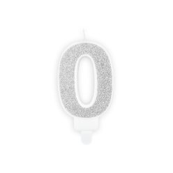 Szülinapi számgyertya "0" ezüst 7cm