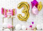 Szülinapi számgyertya "3" arany 7cm