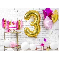 Szülinapi számgyertya "3" arany 7cm