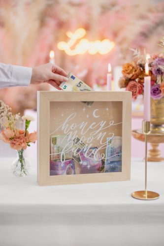 Nászút Alap Fa Persely "Honeymoon Fund" felirattal