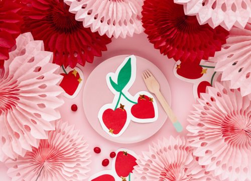 Rozetta papaír dekoráció piros 20-30cm (3 db)