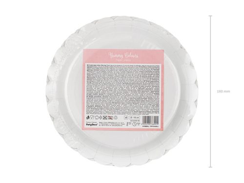 Papírtányérok, világos rózsaszín 18 cm (6 db)