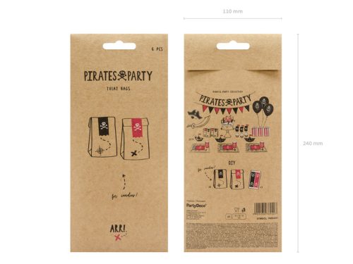 Ajándéktasak - Kalóz party, kraft papír (6 db)