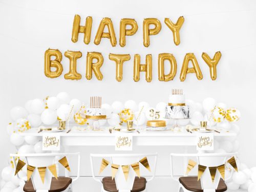 Fólia lufi "Happy Birthday" - arany (34x35 cm)