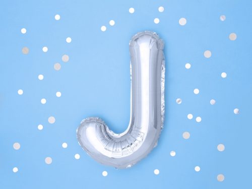 "J" betű fólia lufi 35cm ezüst