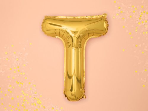 "T" betű fólia lufi 35cm arany