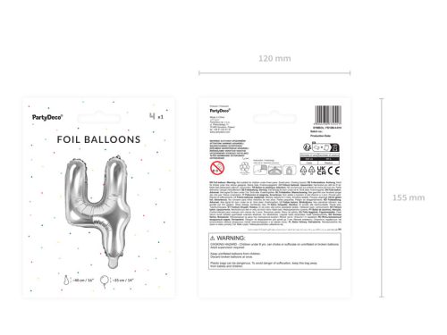 Szám fólia lufi ''4'' 35cm ezüst