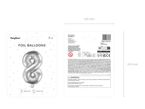 Szám fólia lufi ''8'' 35cm ezüst