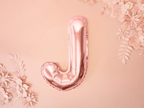 "J" betű fólia lufi 35cm rózsaarany