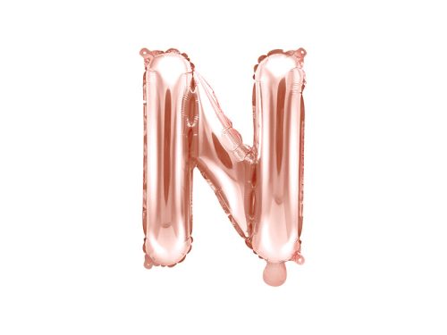 "N" betű fólia lufi 35cm rózsaarany