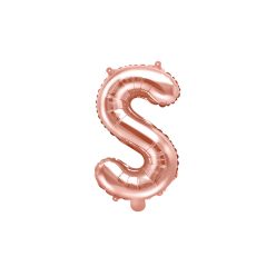 "S" betű fólia lufi 35cm rózsaarany