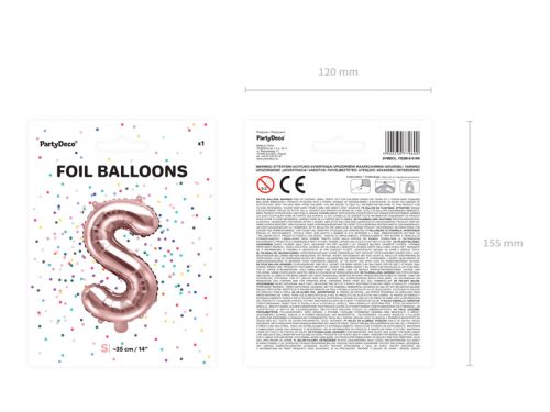 "S" betű fólia lufi 35cm rózsaarany