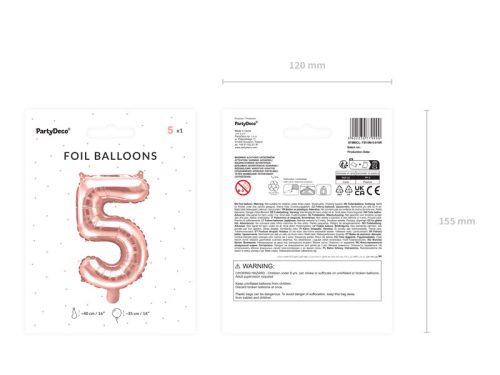 Szám fólia lufi ''5'' 35cm rózsaarany