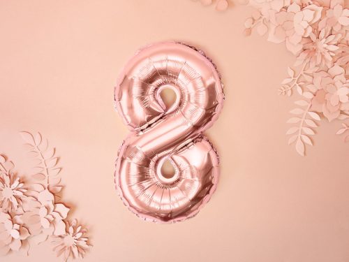 Szám fólia lufi ''8'' 35cm rózsaarany