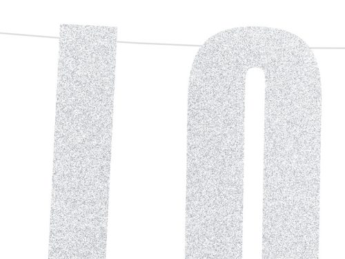 Romantikus banner "Love" ezüst 21x55cm