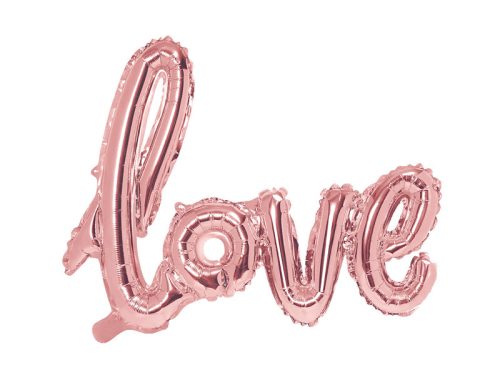 Fólia lufi "Love" rózsaarany 73x59cm
