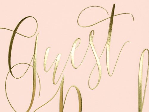 Vendégkönyv - Púderrózsaszín, arany