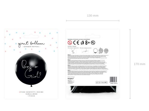 Fiú vagy Lány? nemfelfedő lufi rózsaszín konfettivel – lány 1 m