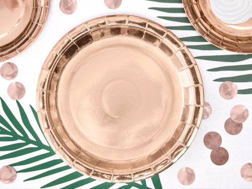 Kerek papírtányér rózsaarany 23cm (6 db)