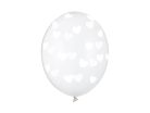 Kristálytiszta lufi 30cm - Fehér szívek (6 db)