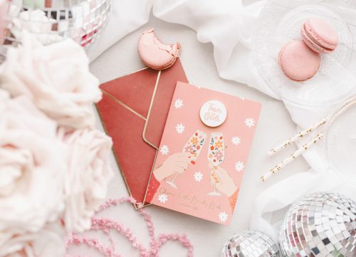 Üdvözlőlap kitűzővel „Bride Team” - Lánybúcsúra