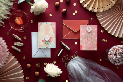 Üdvözlőlap kitűzővel „Bride Team” - Lánybúcsúra