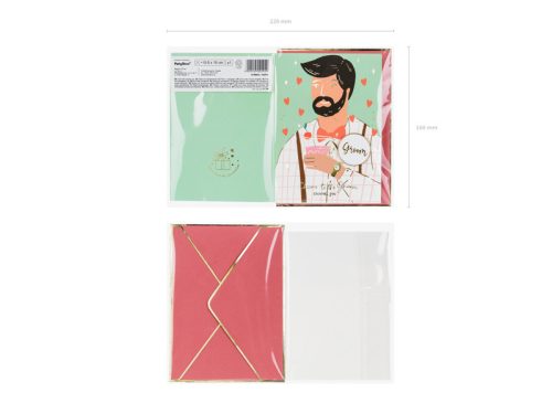 Üdvözlőlap kitűzővel „Groom” (Vőlegény) Legénybúcsúra