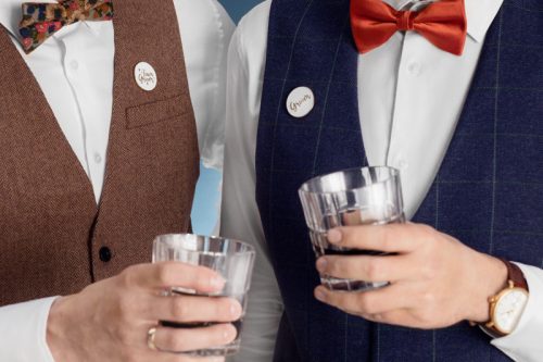 Üdvözlőlap kitűzővel "Groom Team"