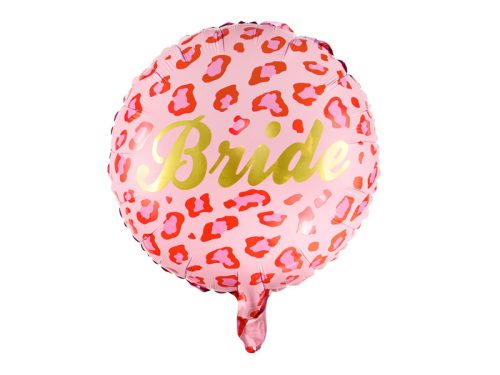 Fólia lufi – Bride felirattal, párducmintás, 45 cm