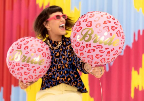 Fólia lufi – Bride felirattal, párducmintás, 45 cm