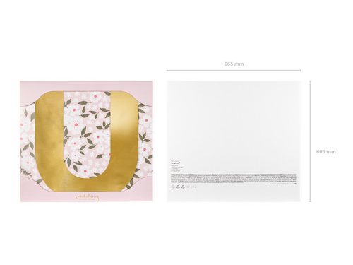 Tükör hatású betű ''U'' arany 52x61 cm