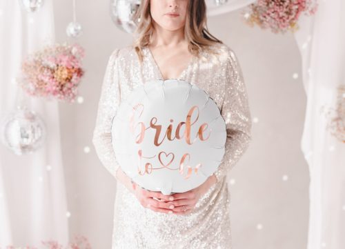 Bride to be feliratú fólia lufi – Fehér, 45 cm