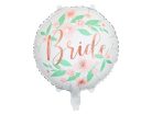 Fólia lufi – Fehér virág formájú „Bride” felirattal, 45 cm