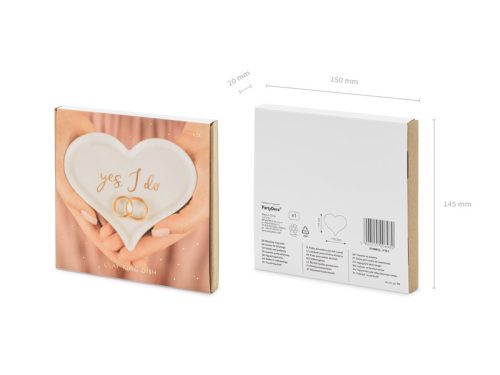 Porcelán esküvői gyűrűtartó tálka – Szív alakú