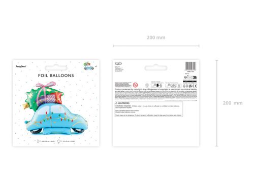 Álló Fólia Léggömb - Karácsonyi Autó 90x72cm