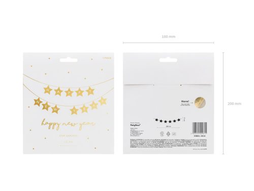 "Happy New Year" feliratos banner csillagok 290x17 cm