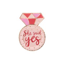   Papírtányérok – Gyémántgyűrű formájú „She said yes” felirattal (6 db)