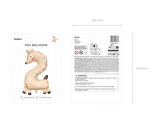 2-es Szám fólia lufi - Őzike
