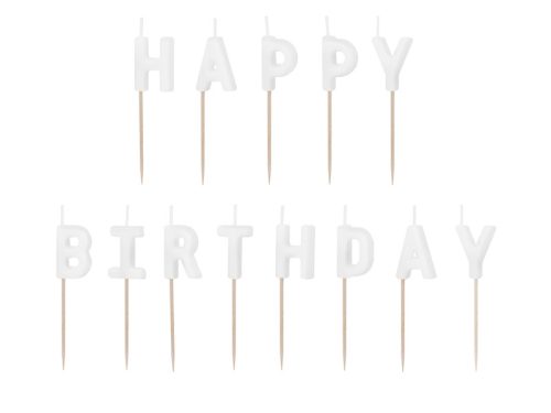 Születésnapi gyertyák "Happy Birthday" - fehér