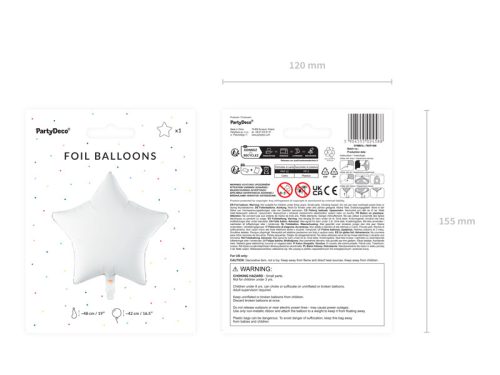 Csillag Alakú Fólia Lufi – Fehér 42 cm