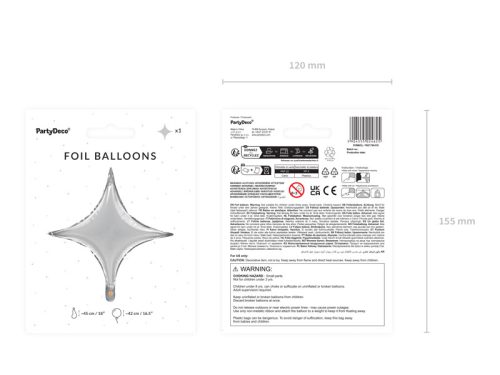 Fólia lufi 4 ágú csillag - ezüst