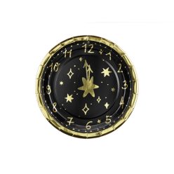 Szilveszteri papírtányér Óra 18 cm (6 db)