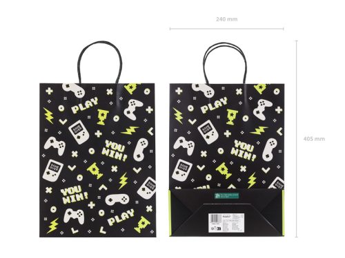 Ajándéktáska Gamer party - Gamepad mintával