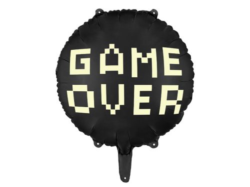 „Gamer Over” fólia lufi – fekete 45 cm