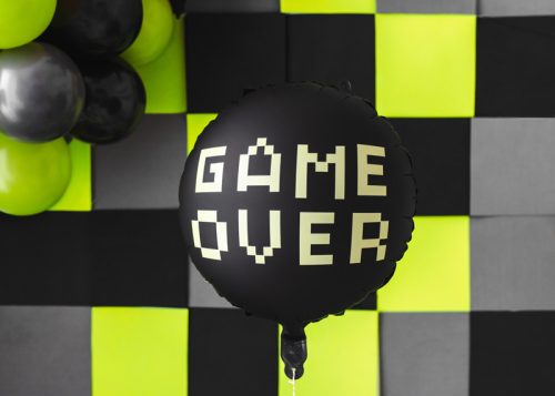 „Gamer Over” fólia lufi – fekete 45 cm
